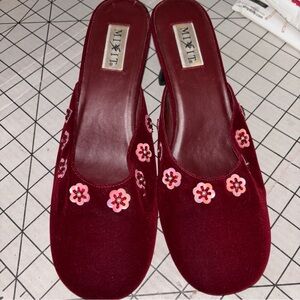 Mixit Burgundy Velvet 9M Women's Mules